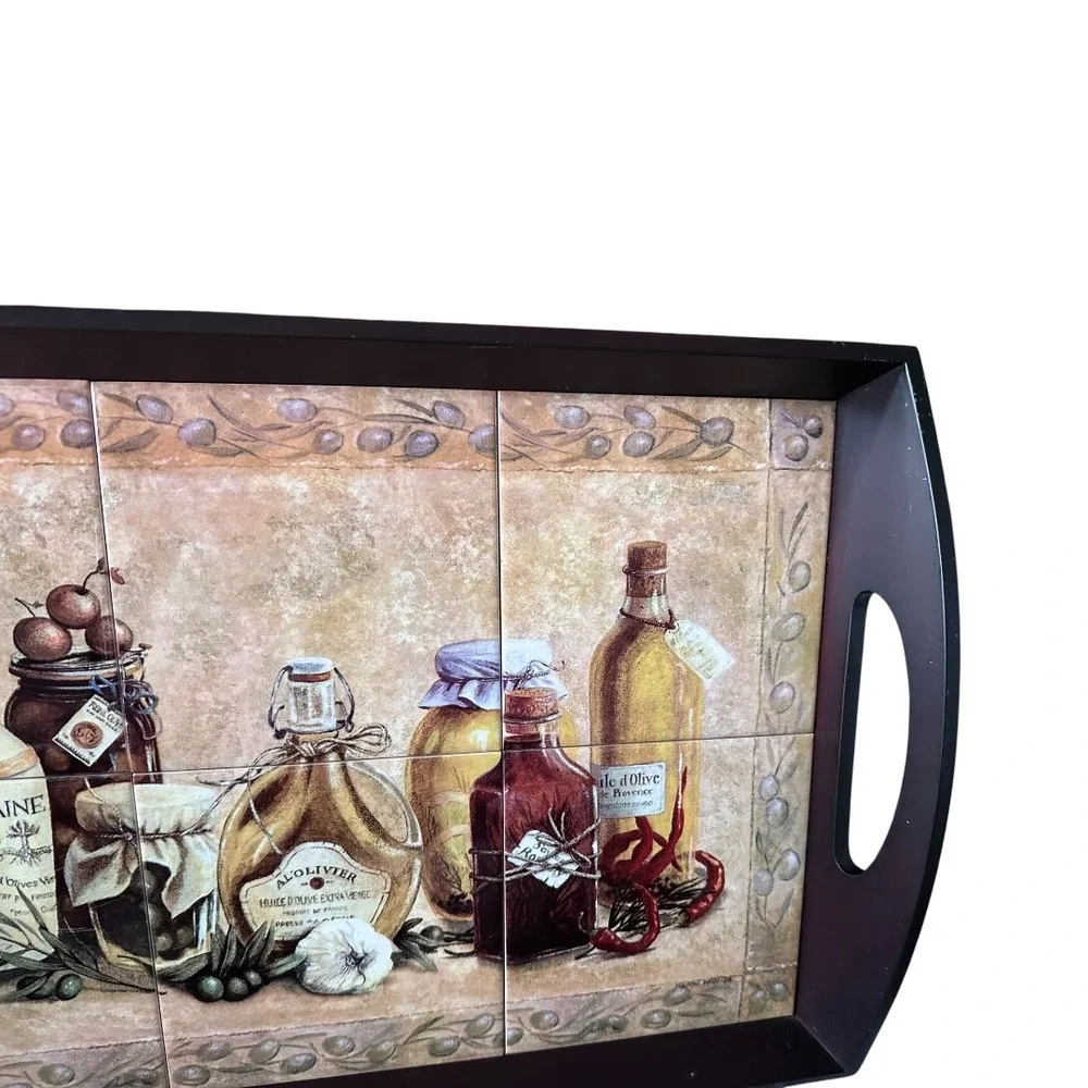 Unbranded Wooden Serving Tray Home OS Brown Excellent Tiled‎ Mediterranean Art